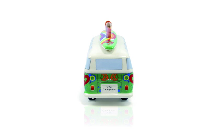 BRISA VW Collection - Volkswagen Savings Bank Piggy Bank Money Coin Box with Surfboard in T1 Bus Samba Design (Love Bus/Green) - Image 2